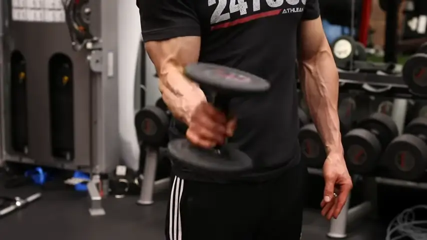 offset dumbbell reverse curl