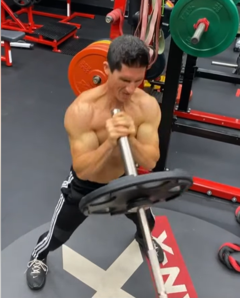 double handed landmine press